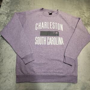 Charleston South Carolina Sweatshirt Mens Large Purple Fleece Palmetto Flag
